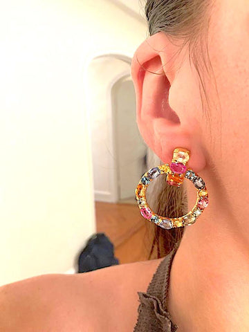 Buy Justpeachy Multicoloured Circular Hoop Earrings - Earrings for Women  8299477 | Myntra